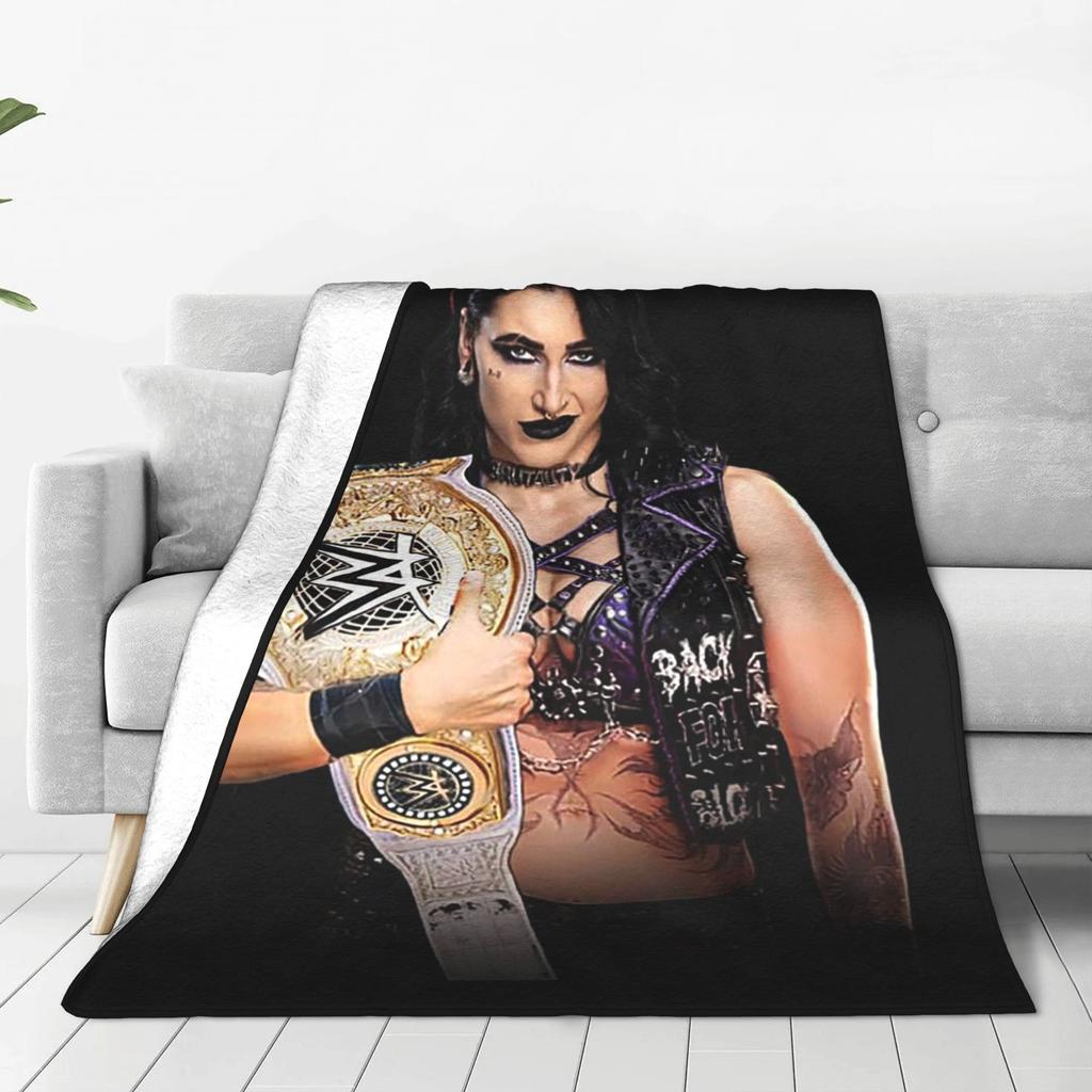 Flannel Throw Blanket She Is My Mami! Rhea Ripley Bootleg Wrestler Warm Plush Blankets Soft Bedspread for Livingroom Home Couch
