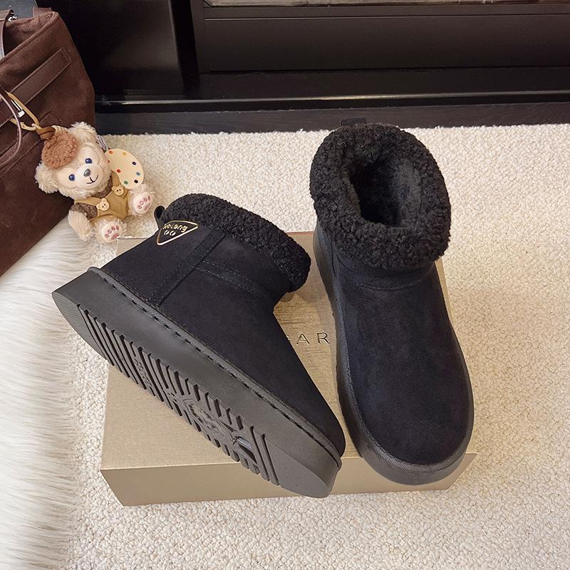 

2025 зима новые теплые платформенные ботинки-хлебушки хлопковые ботинки большая голова уродливые милые зимние ботинки женские бархатные утолщенные уличные хлопковые ботинки 40