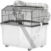 Two-Tier Hamster Cage with Wheels, Tubes, Bowl, Bottle and Ramp, 58x43x57 cm, Black