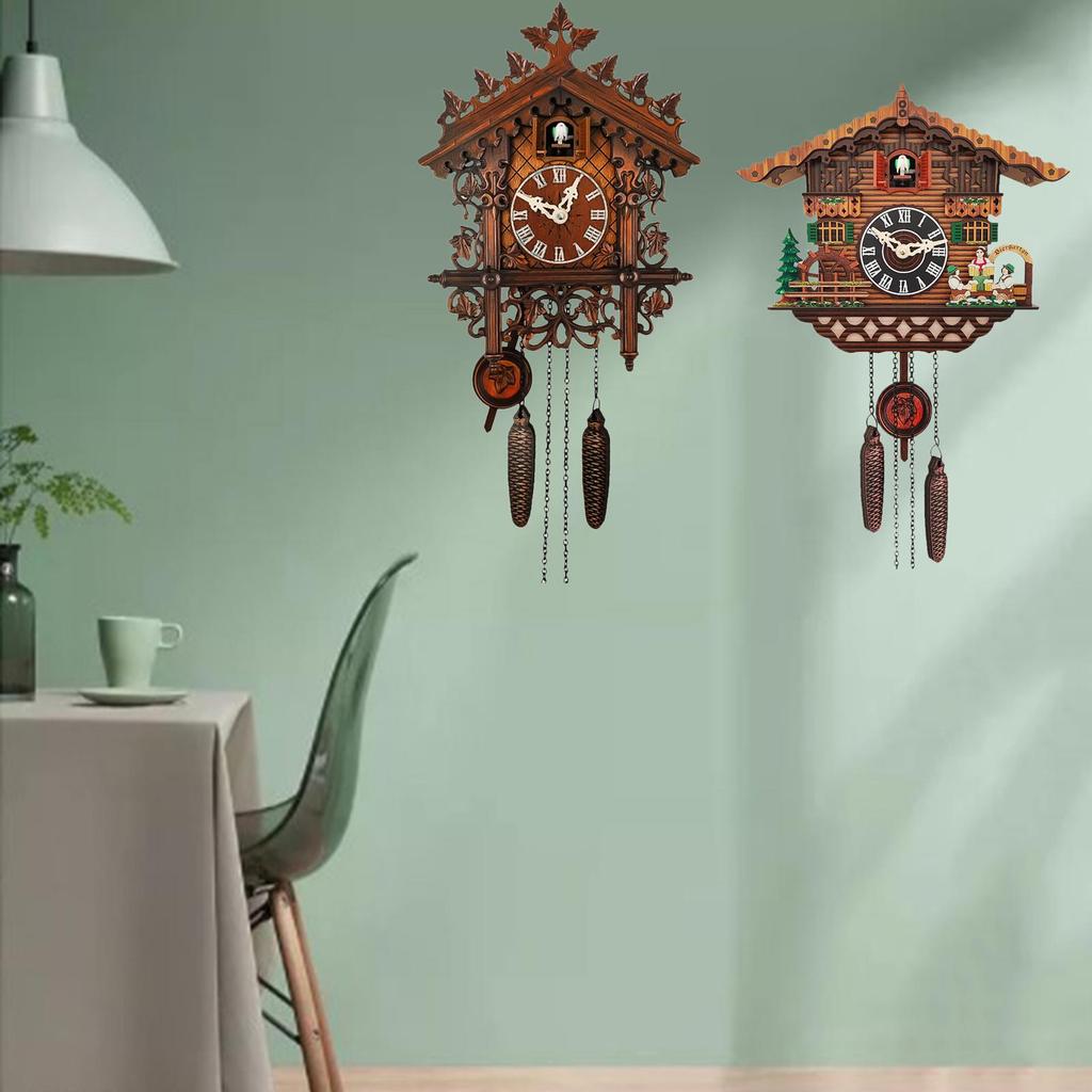 Cuckoo Clock Battery Powered Wall Clocks Handcrafted Decoration Windchime