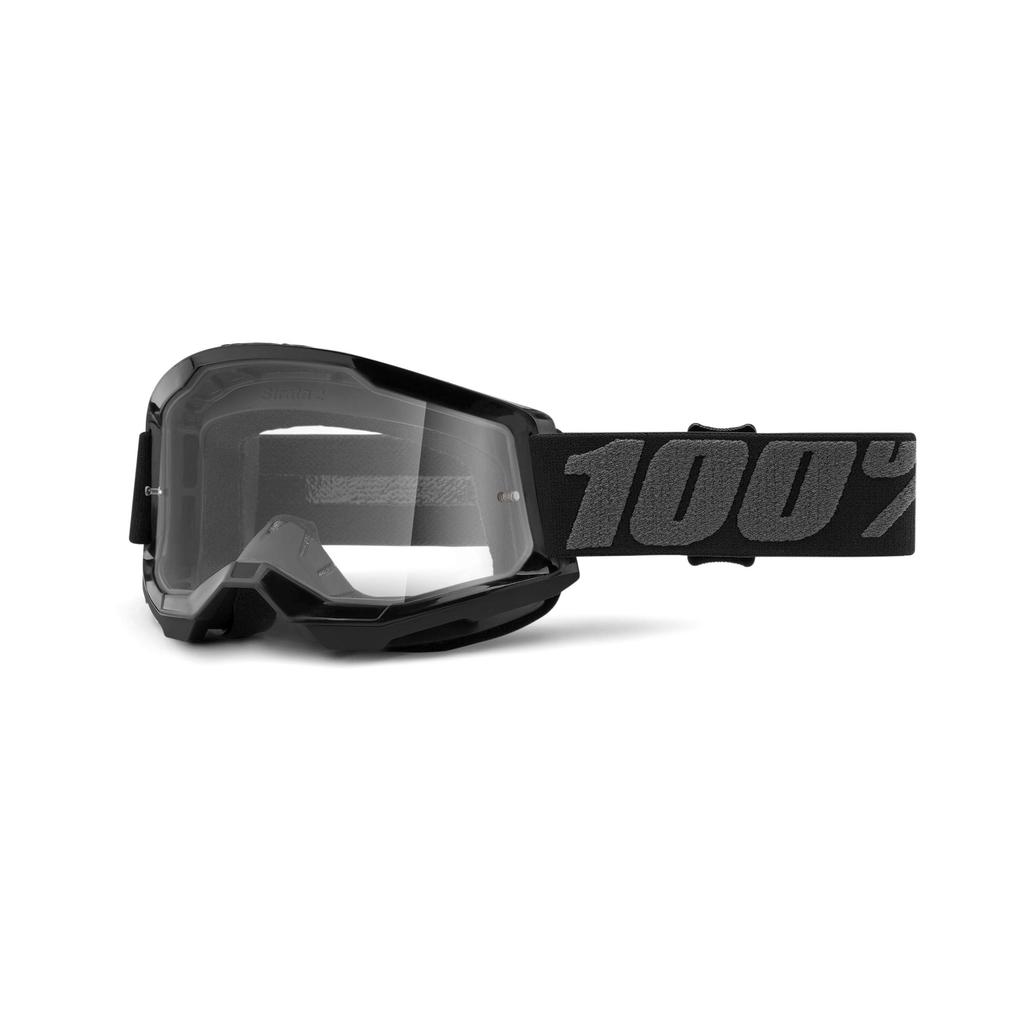 100% STRATA2 Black Clear Lens Goggles