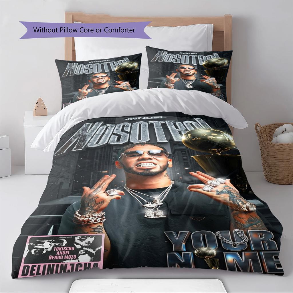 Name Custom Anuel AA Poster Pattern Bedding Set Quilt Cover Pillowcase Home Decor Gift (1 * duvet cover + 2 * pillowcase, without core)