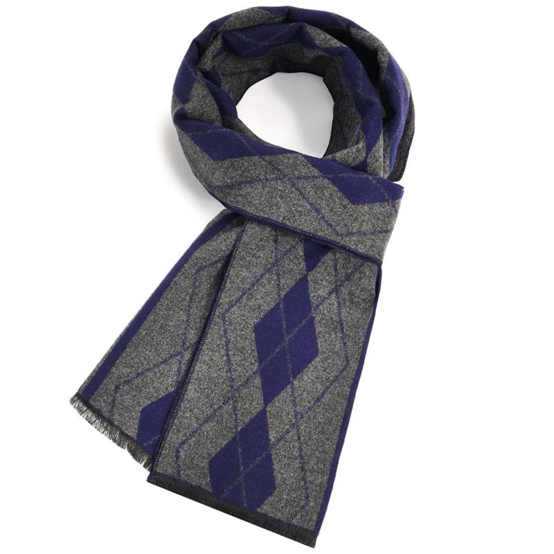 Men'S Scarves Men'S Winter Warmth Plaid Long Imitation Cashmere Men'S Scarves Custom