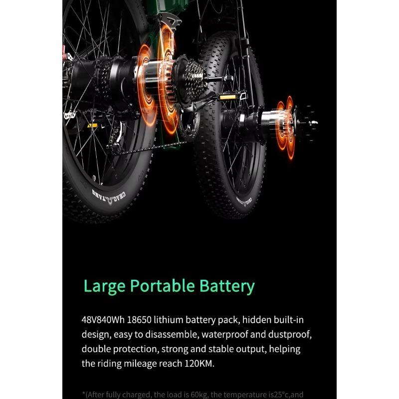 LANKELEISI BST-6 2000W Dvoumotorové E-kolo, 48V 17,5Ah Baterie, 26x4.0 Tlusté Pneumatiky, Plné Odpružení, Dojezd 120KM