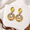 Europe & US Bold Multi-Layer Metal Circle Dangle Earrings, Stainless Steel Fashion Statement