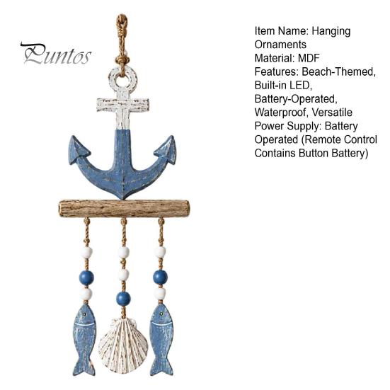 Decorazione da Appendere per Portico Costiero, Ornamento da Parete in Legno Illuminato, Cartello Nautico con Pesce, Conchiglia, Stella Marina e Ornamenti, Luci LED Calde, Casa al Mare per