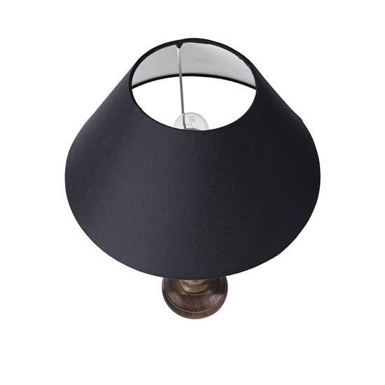 50 cm Tischlampe für Schlafzimmer Wohnzimmer Nachttisch Leselampe, E27 Fassung Leuchtmittel enthalten Twister Classic Schwarz Holz Rustikal