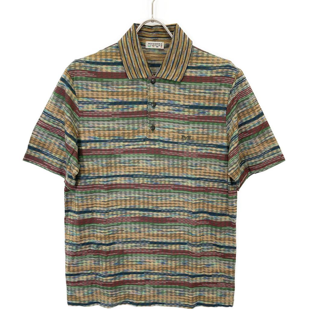 Missoni Excellent Condition All-over Print Polo Shirt Tops XS Green/Brown/YellowUsed