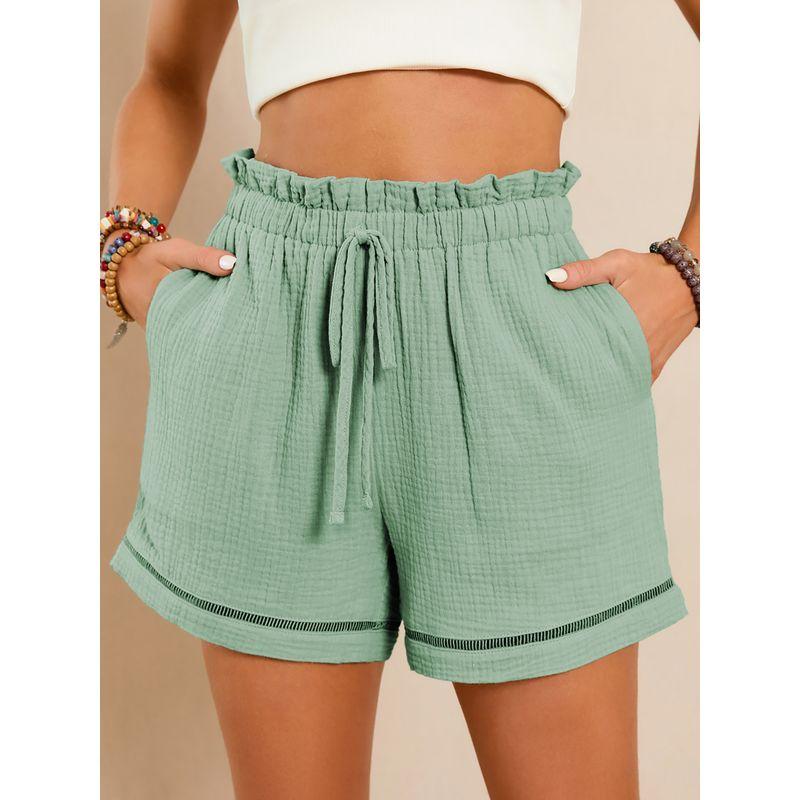 American Shiying Solid Texture Versatile High Waist Shorts Women 2025 Summer New Thin Breathable Casual Pants