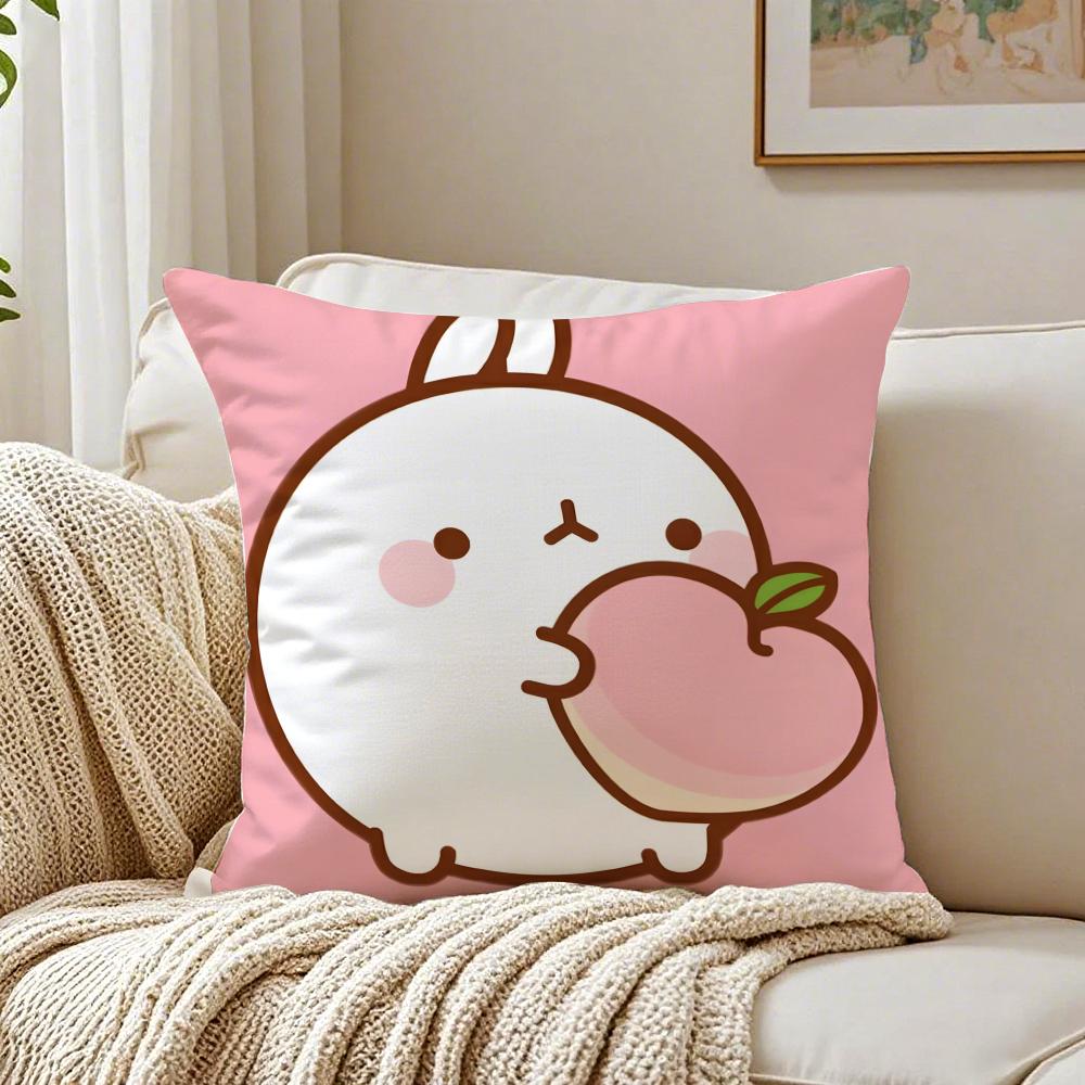 

Cute Soft Mascot MMolang Cushion Cover Linen Pillowcase Soft for Sofa Bed Home Room Decor 30x30cm