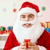 Fake Beard Plush Xmas Cap Long Plush Festive Party Cap Christmas Santa Hat  Stage Performance