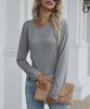New 2023 Autumn/Winter European & American Women's Solid Color Round Neck Long Sleeve T-shirt