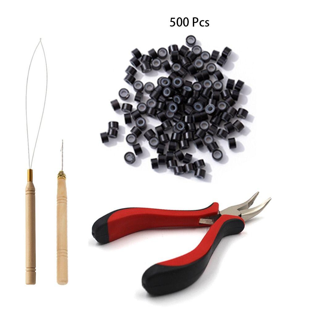 Hook Needle Hair Extensions Tools Kit Pulling Needle Micro Beads Plier  for Hair Extensions