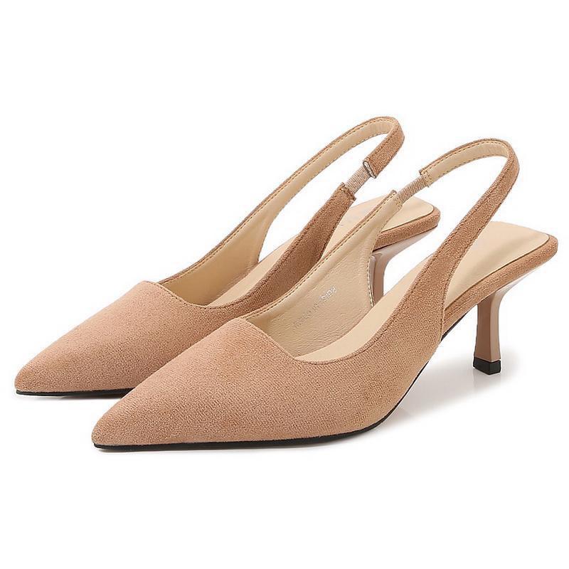 

Women Flocks High Thin Heel Single Shoes Office Sweet Slingbacks Nightclub Party Pub Wedding Banquet Gathering Lady Pumps 35-46 46 абрикосовий