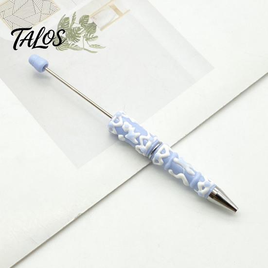 Smooth Ink Ballpoint Pen DIY Beadable Pen, Plastic Beaded Black Writing for Students Teens Teachers School Office Supplies Unique Hand-painted