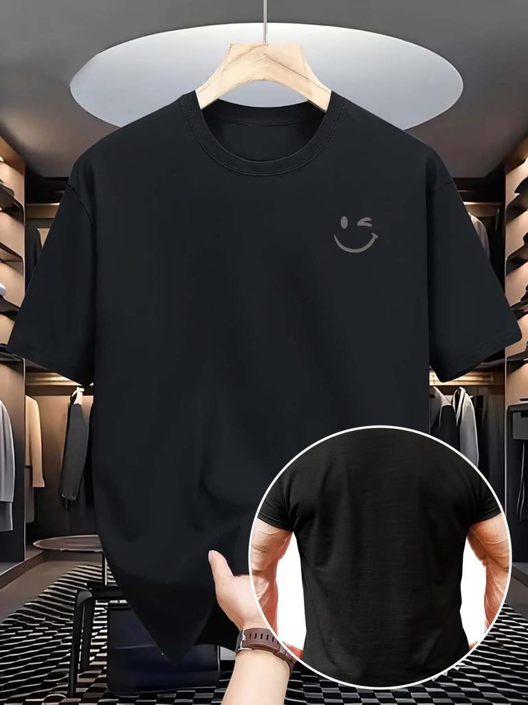 Summer Men's 100% Cotton Casual Loose Fit Large Letter Print Round Neck Short Sleeved T-shirt Top High Street Unisex Style