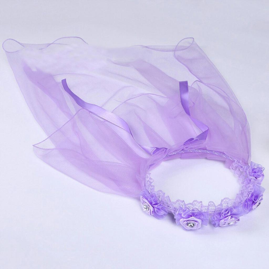 Children Lace Flower Crown Headband Veil for Girls Party Photography Accessories