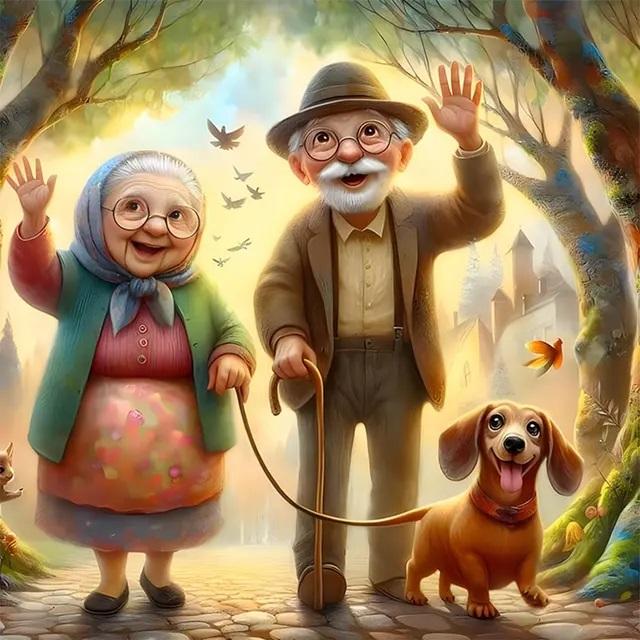 Sweet Couple Walking Life Diamond Painting New 2024 Happy Grandma Grandpa 5D DIY Mosaic Diamond Embroidery Cross Stitch Kits
