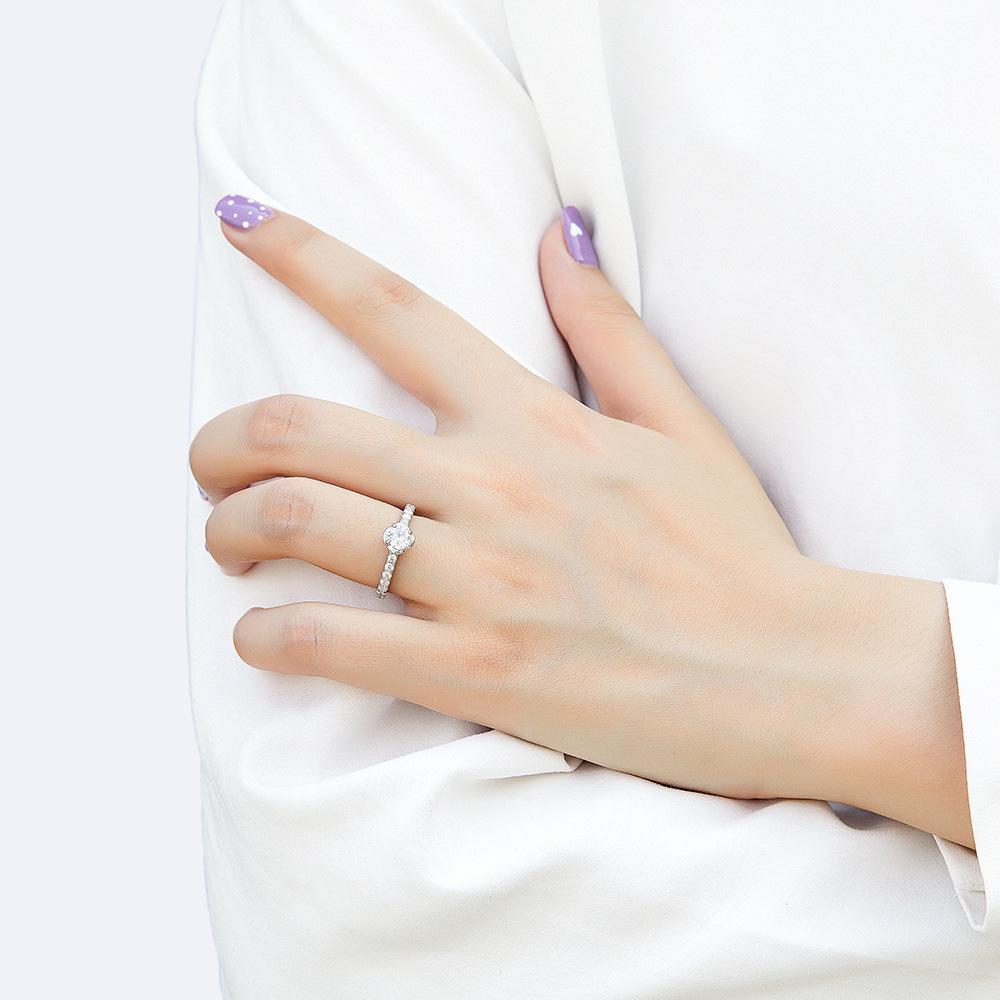 Lindon Classic 925 Sterling Silver Zircon Ring Ladies Jewelry Wedding Promise Party Gift
