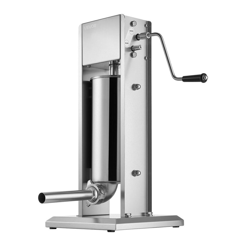 Manual Sausage Stuffer, 11 LBS / 5 L Vertical Meat Stuffer, Dual-Speed Sausage Casing Meat Filling Machine, Stainless Steel Heavy Duty Filler with 5
