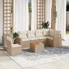 VidaXL Garden Lounge Set with Cushions 7 Pcs Beige Braided Resin 3224147