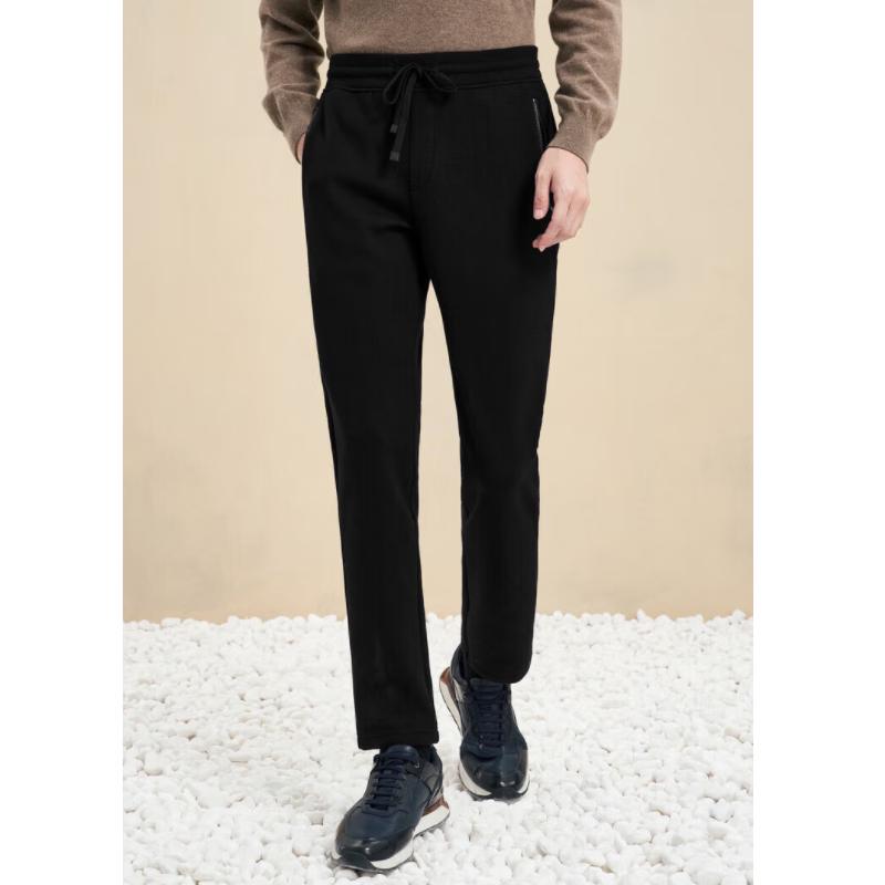 EMZ Men's Wool Blend Drawstring Straight-Leg Knitted Pants