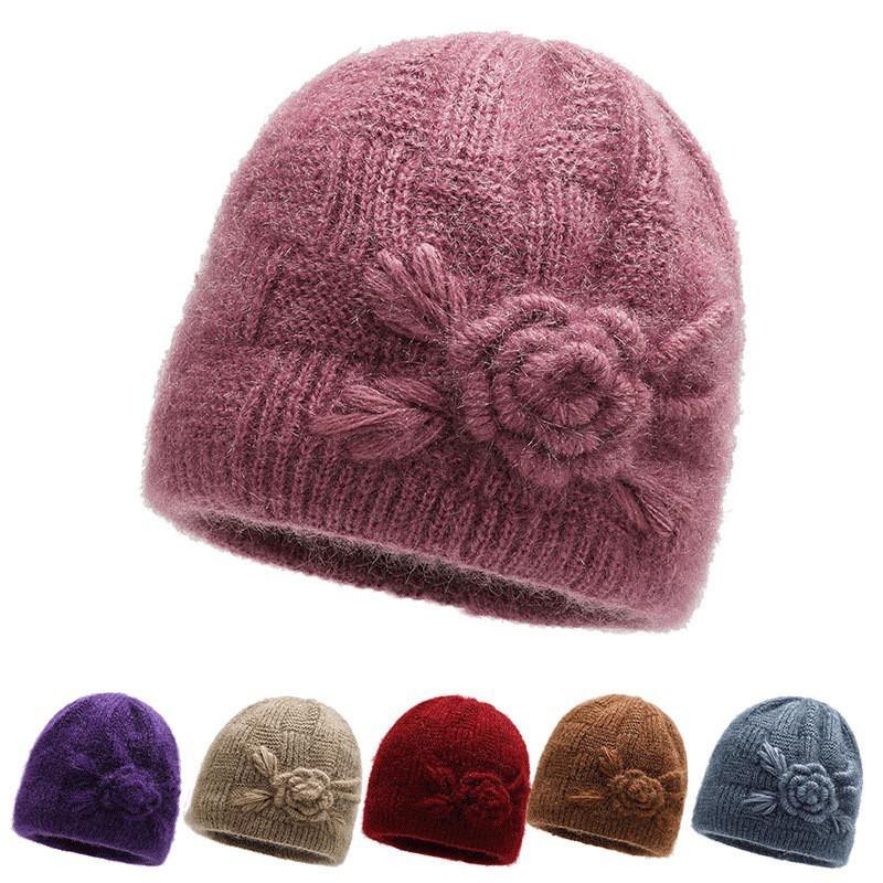 Warm Knitted Beanie Hat Women Seniors Winter Cap Soft Fleece Lined Adjustable One Size