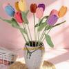 Crochet Flowers Knitted Tulips Flower Creative Finished Fake Flower Plants  Desktop Ornament