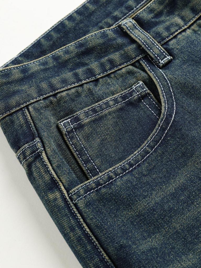 Men's Retro Washed Wide-Leg Jeans - European & American Vintage Style