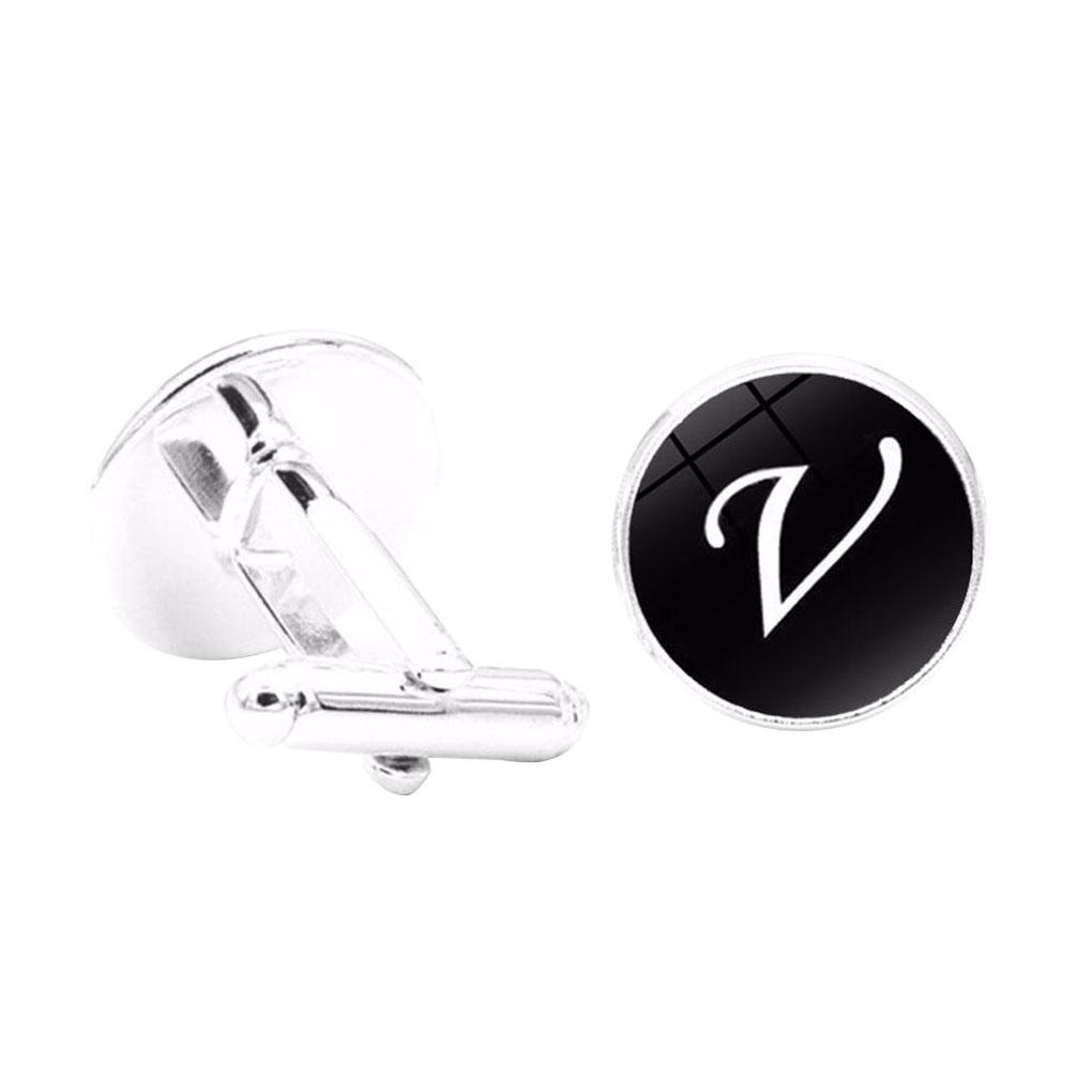 1 Paire Bouton de Manchette Lettre Mariage Formel Initial Alphabet Acier Inoxydable Bouton de Manchette