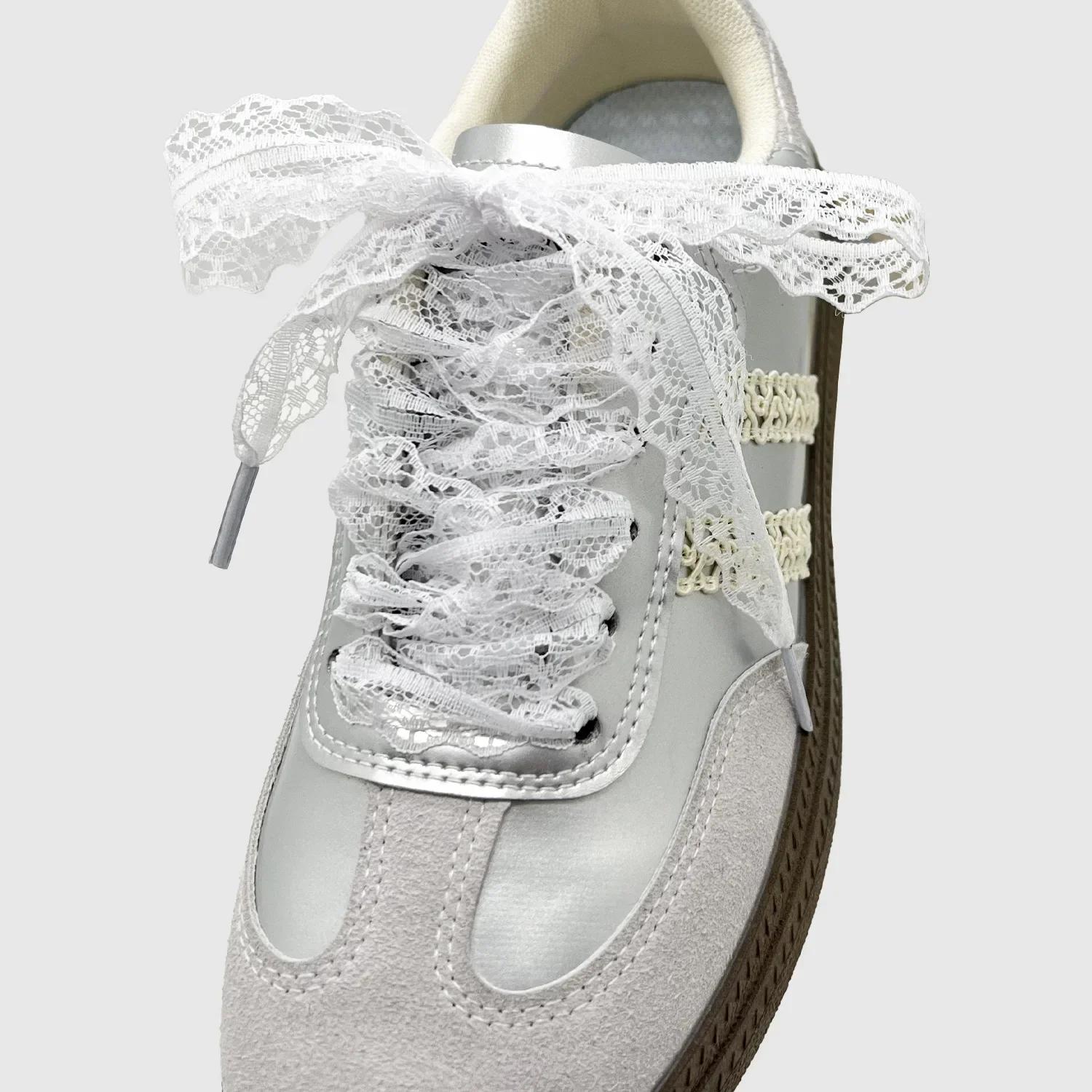 

Hot Sale Lace Shoelaces for Women Casual Shoes 2.9CM Width Flat Shoelace for Sneakers Black White Shoe Laces Accessorices 140cm белый