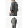 Men Chinese Style Retro Stand Collar Shirt And Pants Casual Two Piece Set