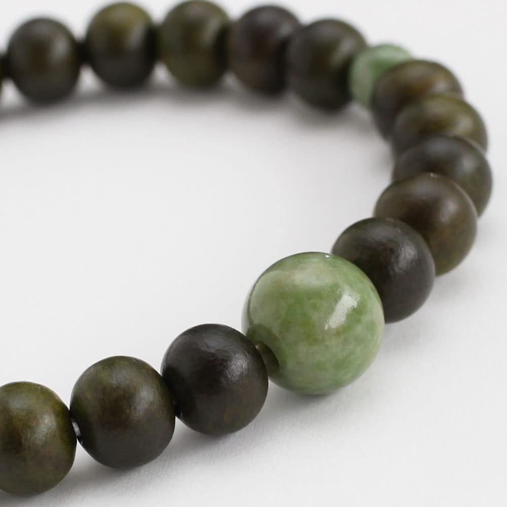 nenju dot com Prayer Bead Bracelet 8mm Green Sandalwood Dokzan Jade Bracelet Prayer Bead Bracelet Power Stone Natural Stone Tree of Life Sojulite