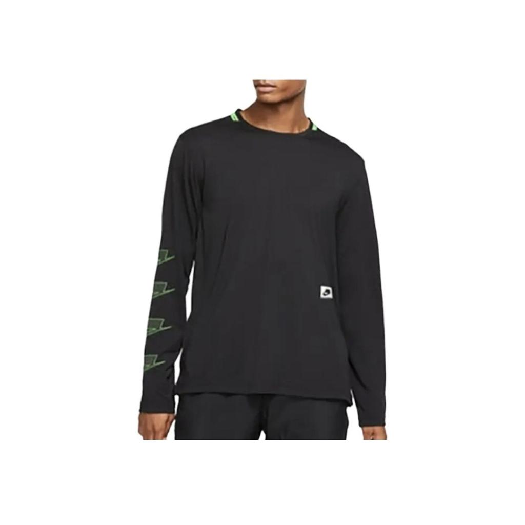 Nike Logo Patch Crew Neck Long Sleeve T-Shirt Men Tops Black BV4539-010