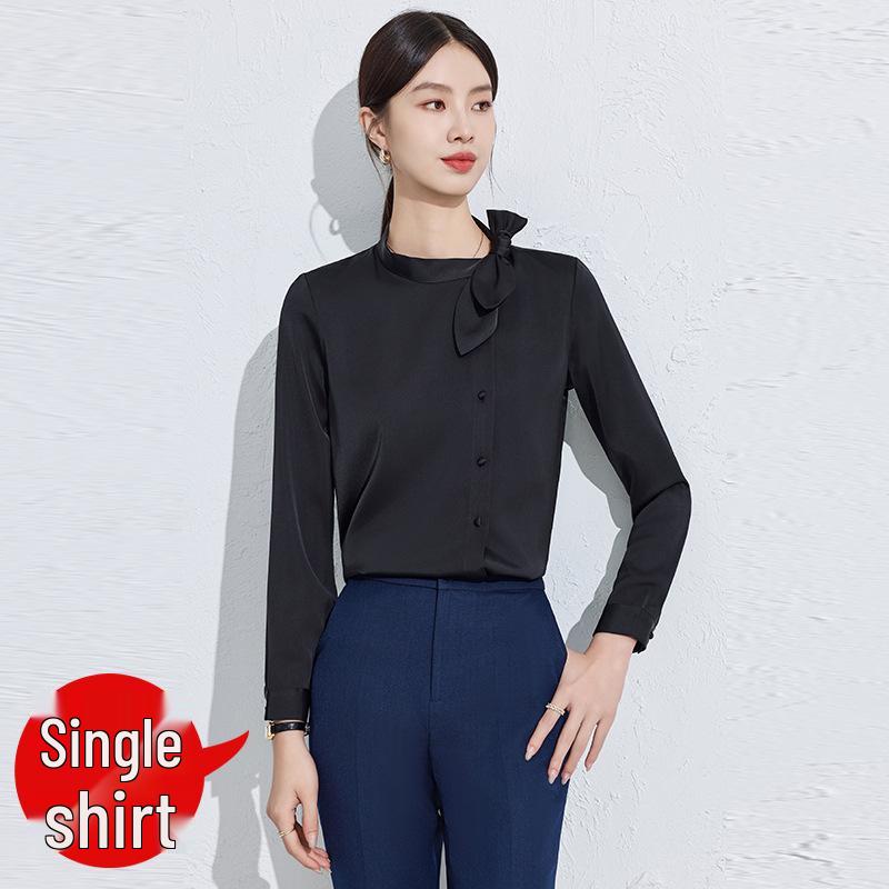 

Женская профессиональная блузка из шифона с длинным рукавом на осень 2024 года XL