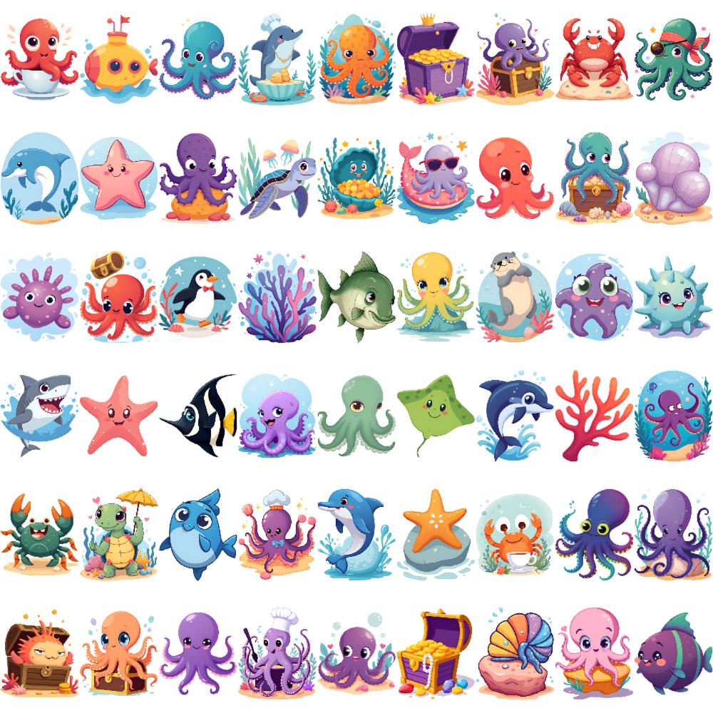 54pcs Temporary Tattoo Ocean Stickers Temporary Tattoo Stickers Decorative Stickers For Arms Children Shoulders