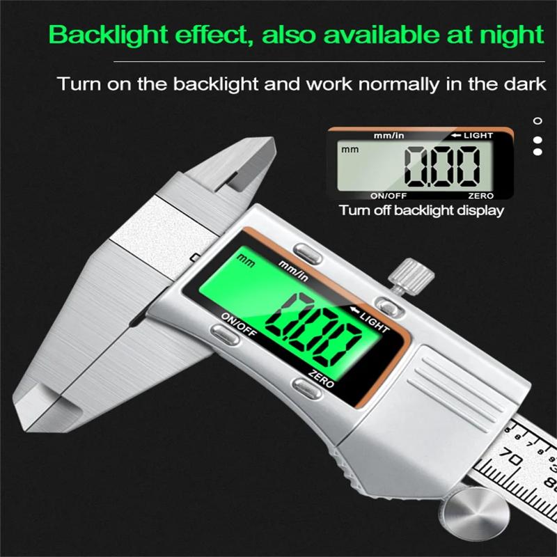 Șubler digital, șubler Vernier 0-6 inchi cu ecran LCD, carcasă metalică de înaltă precizie din oțel inoxidabil
