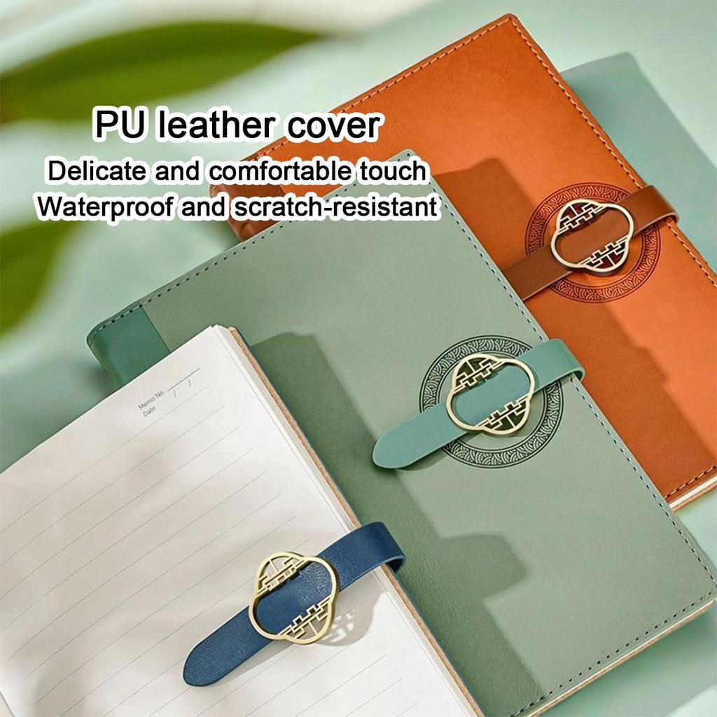 A5 Thick Leather Notepad, Student Subject Notebook, Work Meeting Record Book, Buckle Diary, Business Souvenir, 112 Sheets 224 Pages