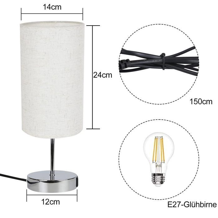NETTLIFE Lampe de table - 3 ampoules, culot G9, abat-jour en verre blanc, structure métallique, diamètre 48 cm