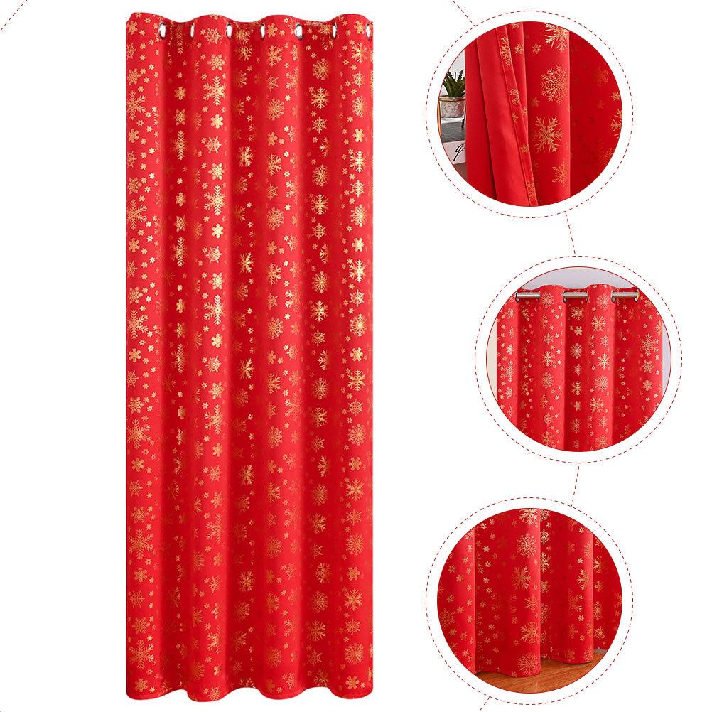 

Christmas Curtain Blackout Xmas Snowflake Window Drape Privacy Protection Easy Install Bedroom Living Room Decor 164x132cm