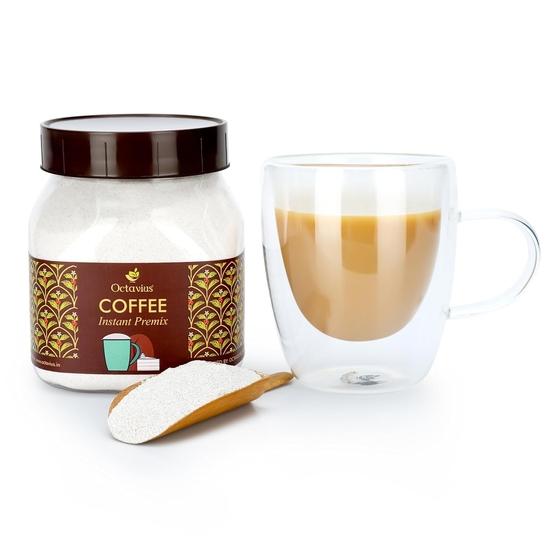 Octavius Instant Coffee Premix - 500 Gm Jar | 1 Min Hot & Cold Cappuccino | 3 In 1 Sachets | Readymade Mix Pouch