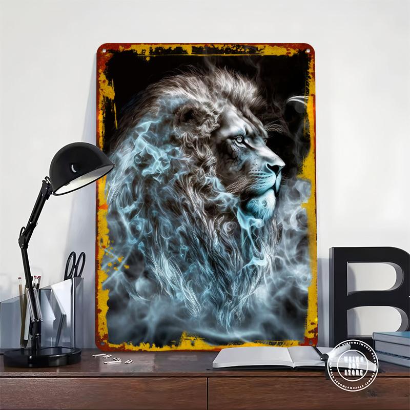 Blue Hue Vape Lion Tin Plaque Poster Customized Wall Art Retro Vintage Metal Signs for Man Cave Gaming Room Decoration At Home