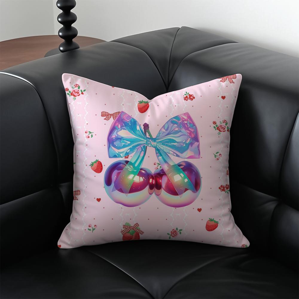 Strawberries and cherries Cushion Cover Pillow Case Antidustmite Invisible zipper silky plush cushion