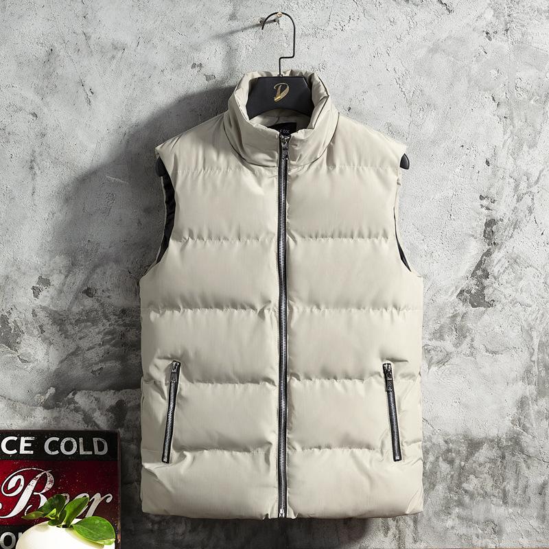 Vest Men's Autumn and Winter Thickened Down Cotton Waistcoat Casual Stand-up Collar Large Size Cotton Coat Vest Jacket