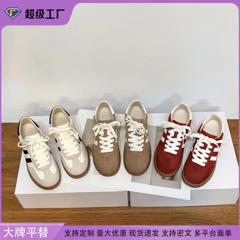2025 new German training shoes women wear high-end platform casual shoes front lace-up Korean version campus Forrest Gump shoes women