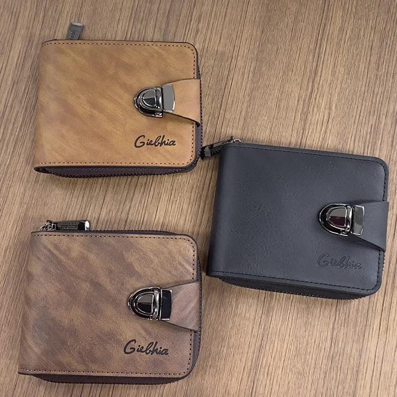 Herren Kurz-Reißverschluss-Geldbörse Business Retro Handtasche Münzfach Mehrere Kartenfächer & Große Kapazität Für Den Täglichen Gebrauch Münzbeutel
