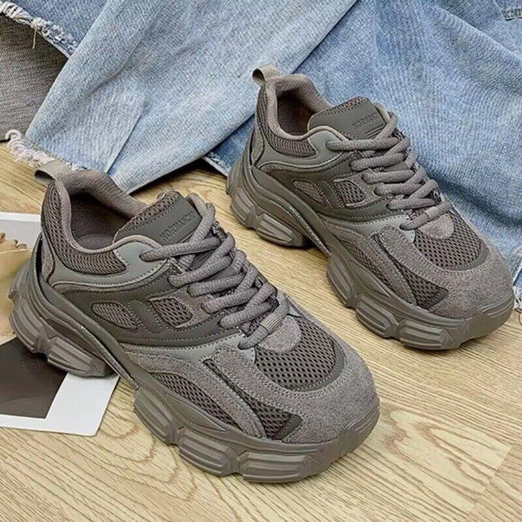

Сетчатые туфли для папы, женская весна 2025, новые универсальные дышащие повседневные туфли на шнуровке, кроссовки, универсальные спортивные модные туфли 40 серый