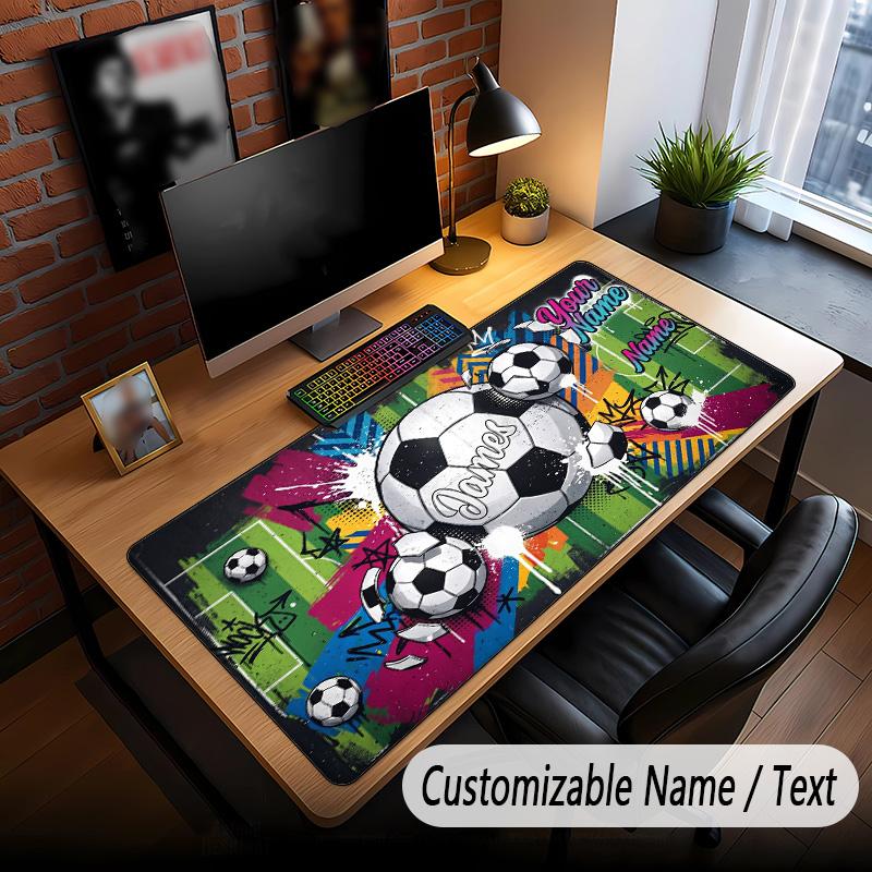Soccer Theme Custom Mouse Pad Personalized With Name Text Customized Desk Mat For Office Home Decor