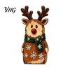 Vintage Santa Claus Elk Cat Figurines Christmas Wooden Tabletop Figurine, Hand Painted Reindeer Decor, Rustic Festive Crafts Wood Holiday Statues for
