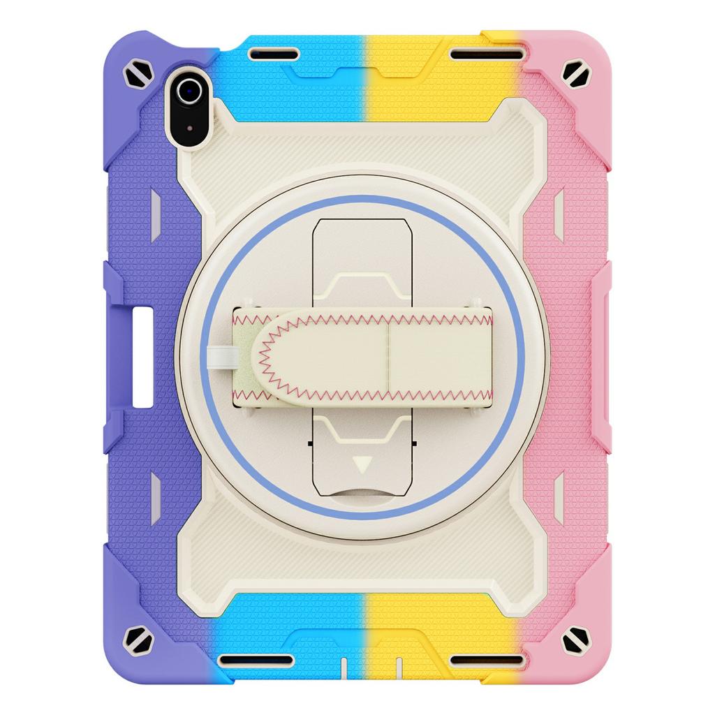 For iPad (2025)/iPad 10.9 (2022) Case Kickstand Hand Strap PC + Silicone Tablet Cover